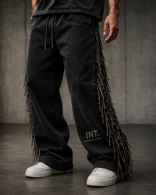 INT. Influence Fringe Denim Pants – Washed Black